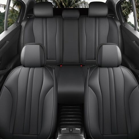 Car Seat Covers 5 Pieces Full Set Universal Seat Covers for Cars Black Leather Car Seat Cover Waterproof Cars Seats Protector Cushion Fit for Sedan SUV Truck Pick-up Auto Front Seats and Rear in Saudi Arabia
