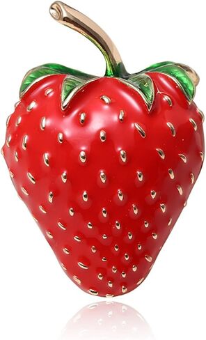 coadipress Cute Strawberry Enamel Brooch Pins for Women Red Strawberry Dripping Oil Fruit Brooches Fashion Elegant Fruit Lapel Pin Badge Jewelry Gift in Kuwait