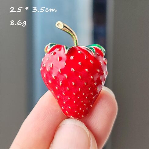 coadipress Cute Strawberry Enamel Brooch Pins for Women Red Strawberry Dripping Oil Fruit Brooches Fashion Elegant Fruit Lapel Pin Badge Jewelry Gift in Kuwait