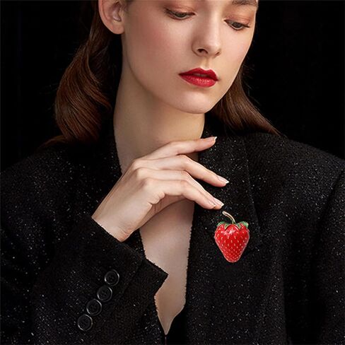 coadipress Cute Strawberry Enamel Brooch Pins for Women Red Strawberry Dripping Oil Fruit Brooches Fashion Elegant Fruit Lapel Pin Badge Jewelry Gift in Kuwait