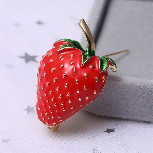coadipress Cute Strawberry Enamel Brooch Pins for Women Red Strawberry Dripping Oil Fruit Brooches Fashion Elegant Fruit Lapel Pin Badge Jewelry Gift in Kuwait