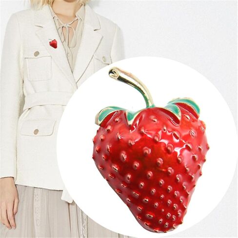 coadipress Cute Strawberry Enamel Brooch Pins for Women Red Strawberry Dripping Oil Fruit Brooches Fashion Elegant Fruit Lapel Pin Badge Jewelry Gift in Kuwait