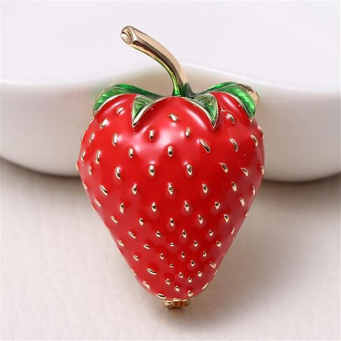 coadipress Cute Strawberry Enamel Brooch Pins for Women Red Strawberry Dripping Oil Fruit Brooches Fashion Elegant Fruit Lapel Pin Badge Jewelry Gift in Kuwait