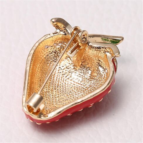 coadipress Cute Strawberry Enamel Brooch Pins for Women Red Strawberry Dripping Oil Fruit Brooches Fashion Elegant Fruit Lapel Pin Badge Jewelry Gift in Kuwait
