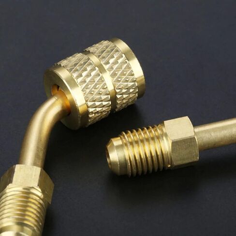 2Pcs R410a Brass Quick Adapter 5/16 Female to 1/4 Male SAE for Mini Split System HVAC and Refriger Refrigerant Charging in Saudi Arabia