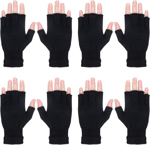 4Pcs Winter Half Finger Gloves, Fingerless Gloves for Women Men, Knitted Fingerless Mittens, Warm Stretchy Gloves in Saudi Arabia