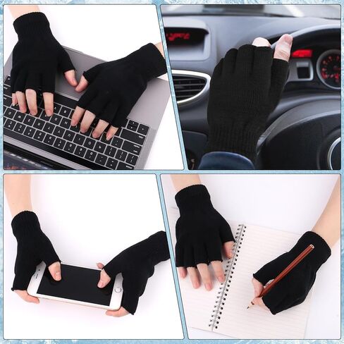 4Pcs Winter Half Finger Gloves, Fingerless Gloves for Women Men, Knitted Fingerless Mittens, Warm Stretchy Gloves in Saudi Arabia