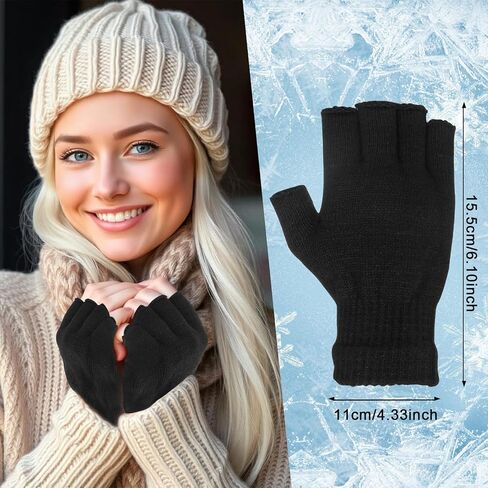 4Pcs Winter Half Finger Gloves, Fingerless Gloves for Women Men, Knitted Fingerless Mittens, Warm Stretchy Gloves in Saudi Arabia