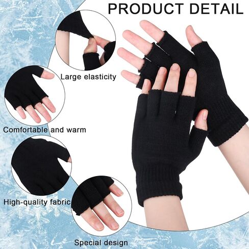 4Pcs Winter Half Finger Gloves, Fingerless Gloves for Women Men, Knitted Fingerless Mittens, Warm Stretchy Gloves in Saudi Arabia