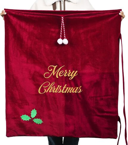 WILLBOND Large Christmas Velvet Santa Gift Bags 36 x 30 Santa Gift Sack with Drawstring Santa Claus Bag Christmas Gift Presents Bags for Santa Costume Holiday Party Supplies Gift Wrap(Burgundy) in Saudi Arabia