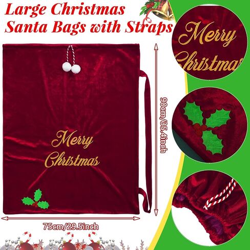 WILLBOND Large Christmas Velvet Santa Gift Bags 36 x 30 Santa Gift Sack with Drawstring Santa Claus Bag Christmas Gift Presents Bags for Santa Costume Holiday Party Supplies Gift Wrap(Burgundy) in Saudi Arabia