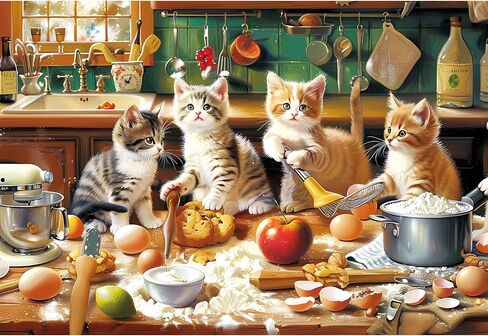 Puzzles for Kids Ages 4-8,100 Piece Puzzles Kids Puzzles Ages 4-6 6-8 8-10 Cat Cooking Puzzles Animal Jigsaw Puzzle Toys Educational Puzzle Birthday Gifts for Girls and Boys in Saudi Arabia