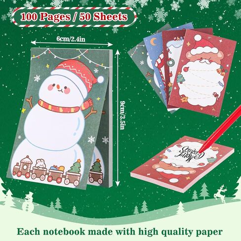 Whaline 24Pcs Christmas Notepad Set Christmas Post Notes with 24 Pcs Christmas Gel Ink Pen House Snowman Santa Claus Bear Reindeer Tree Self-Stick Notes Sticky Memo Pads Ballpoint Pens Office Supplies in Saudi Arabia