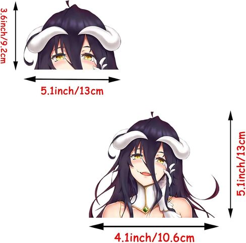 5.1 Inch 2Pcs for Albedo Peeker Anime Car Stickers Window Laptop Bumper Trunk Motorcycle Campervan Fuel Tank Cap Decals Vinyl Waterproof Luggage Skateboard DIY Decor in Kuwait