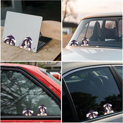 5.1 Inch 2Pcs for Albedo Peeker Anime Car Stickers Window Laptop Bumper Trunk Motorcycle Campervan Fuel Tank Cap Decals Vinyl Waterproof Luggage Skateboard DIY Decor in Kuwait