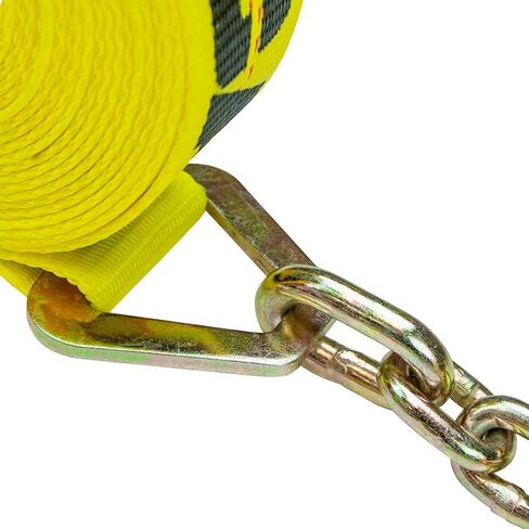 VULCAN Winch Strap with Chain Anchor - 2 Inch x 27 Foot - 4 Pack - Classic Yellow - 3,600 Pound Safe Working Load in Saudi Arabia