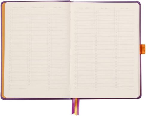 Rhodia 118780C - Bullet Journal Goalbook Rigid Notebook أرجواني - A5 - منقط - 240 صفحة - 90 جرام ورق كليرفونتين عاجي - 3 أشرطة، إغلاق مرن - غطاء من الجلد الصناعي in Kuwait