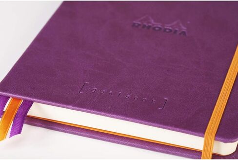 Rhodia 118780C - Bullet Journal Goalbook Rigid Notebook أرجواني - A5 - منقط - 240 صفحة - 90 جرام ورق كليرفونتين عاجي - 3 أشرطة، إغلاق مرن - غطاء من الجلد الصناعي in Kuwait