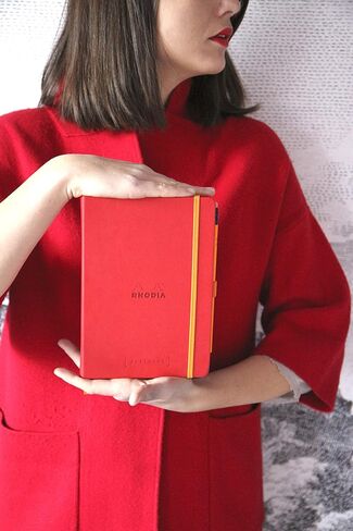 Rhodia 118780C - Bullet Journal Goalbook Rigid Notebook أرجواني - A5 - منقط - 240 صفحة - 90 جرام ورق كليرفونتين عاجي - 3 أشرطة، إغلاق مرن - غطاء من الجلد الصناعي in Kuwait