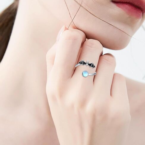TRISHULA Bat Ring for Women 925 Sterling Silver Adjustable Halloween Bat Spider Open Ring Vampire Bat Spider Thumb Rings Jewelry Gift for Mom Daughter Wife in Kuwait