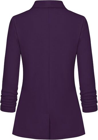 Women's Casual Open Front Blazers Shawl Lapel Ruched 3/4 Sleeve Office Lightweight Blazer Jackets with Pockets in Saudi Arabia