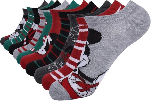 جوارب ميكي ماوس للسيدات بدون عرض، لون رمادي فاتح منقط للعطلات، مقاس واحد in Kuwait