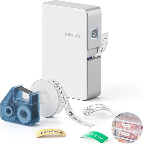 NIIMBOT Label Maker for Freezer Labels for Storage Bins, B18 Label Printer with Black Ribbon Cartridge and White Labels, Support Multi-Color Printing in Saudi Arabia
