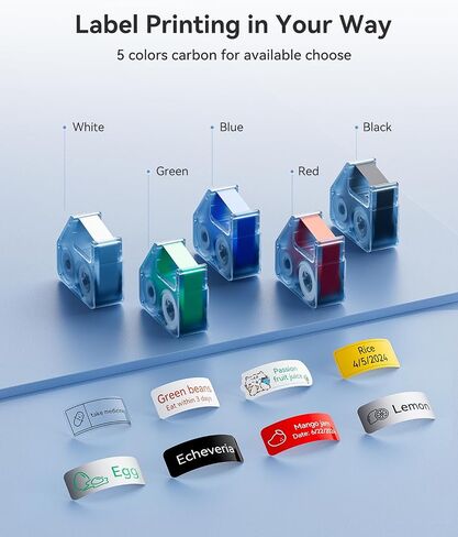 NIIMBOT Label Maker for Freezer Labels for Storage Bins, B18 Label Printer with Black Ribbon Cartridge and White Labels, Support Multi-Color Printing in Saudi Arabia
