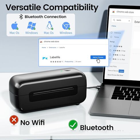 طابعة ملصقات الشحن Phomemo Bluetooth 4x6، 2024 ترقية طابعة الملصقات الحرارية لسطح المكتب للأعمال الصغيرة/حزم الشحن/المكتب/المنزل، على نطاق واسع لأمازون، Ebay، Shopify، Etsy، UPS، FedEx - أسود in Saudi Arabia