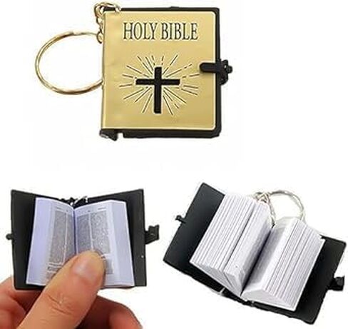 3 Pcs (Black Silver Gold Bible Covers) Bible Keychain,Miniature Real Bible Key Chains Keyrings Handbag Pendant Xmas Gift Religious Favors, Car Keychain in Saudi Arabia