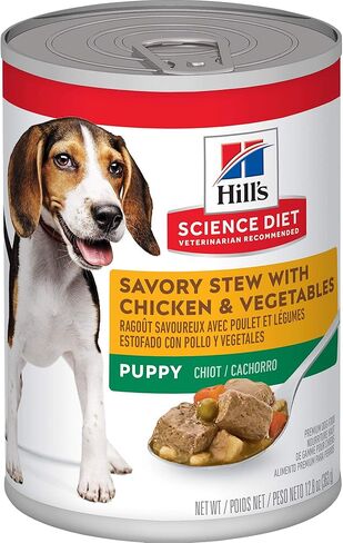 Hill's Science Diet Puppy Wet Dog Food, Savory Stew with Chicken & Rice, 12.5 oz. Cans, 12-Pack in Kuwait