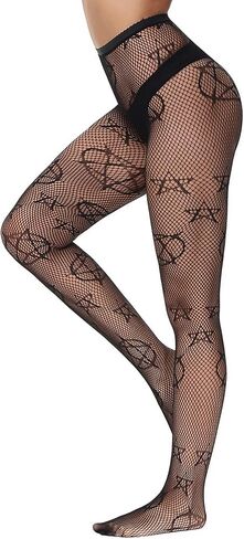 Women fishnet tights black fishnet stockings for women star patterned tights leggings in Saudi Arabia