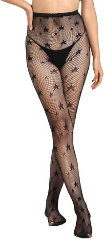Women fishnet tights black fishnet stockings for women star patterned tights leggings in Saudi Arabia