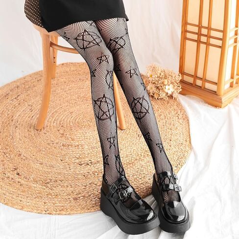 Women fishnet tights black fishnet stockings for women star patterned tights leggings in Saudi Arabia