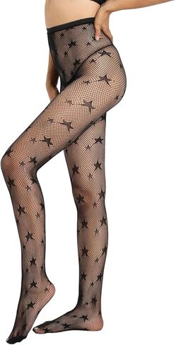 Women fishnet tights black fishnet stockings for women star patterned tights leggings in Saudi Arabia