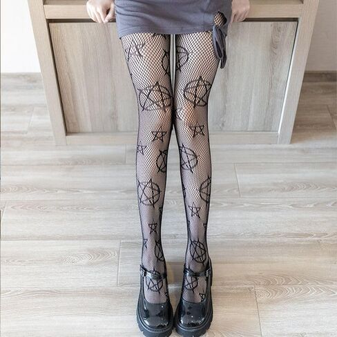 Women fishnet tights black fishnet stockings for women star patterned tights leggings in Saudi Arabia