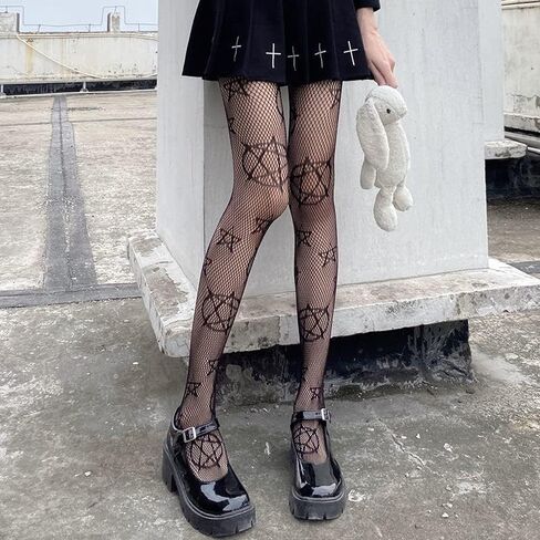 Women fishnet tights black fishnet stockings for women star patterned tights leggings in Saudi Arabia