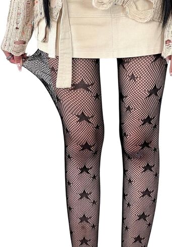Women fishnet tights black fishnet stockings for women star patterned tights leggings in Saudi Arabia