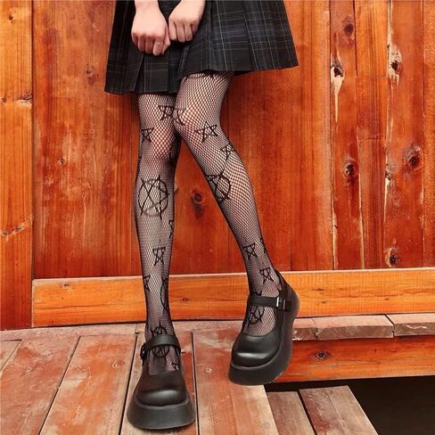 Women fishnet tights black fishnet stockings for women star patterned tights leggings in Saudi Arabia