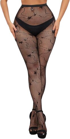 Women fishnet tights black fishnet stockings for women star patterned tights leggings in Saudi Arabia