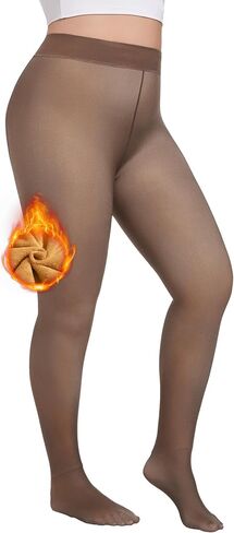 COOTRY Fleece Lined Tights for Women Plus Size Thick Thermal Pantyhose Leggings Warm Winter Sheer Tights in Kuwait