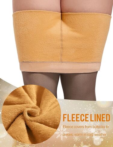 COOTRY Fleece Lined Tights for Women Plus Size Thick Thermal Pantyhose Leggings Warm Winter Sheer Tights in Kuwait