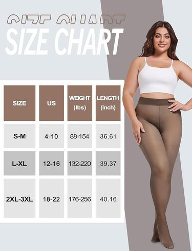 COOTRY Fleece Lined Tights for Women Plus Size Thick Thermal Pantyhose Leggings Warm Winter Sheer Tights in Kuwait