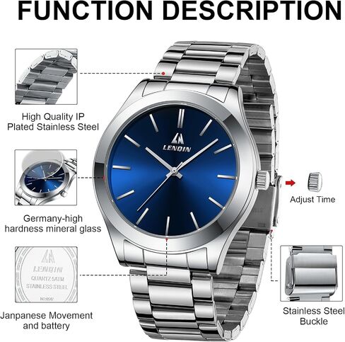 LN LENQIN Mens Watches Stainless Steel Watches for Men Waterproof Watches for Men Analog Quartz Watch Fashion Business Designer Watches in Kuwait