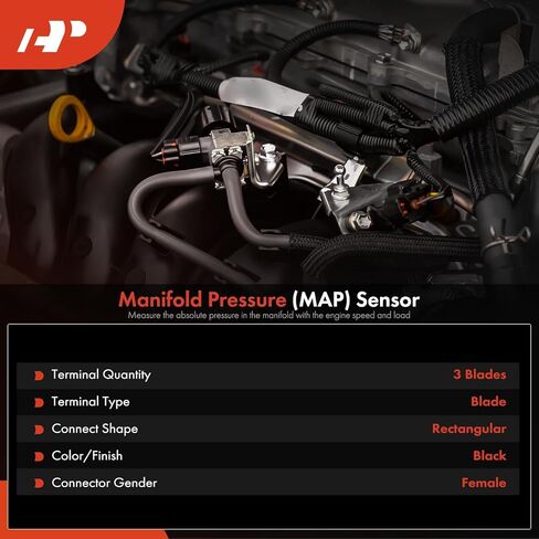 مستشعر ضغط المنوع الممتاز (MAP) [3 دبابيس] متوافق مع Land Rover Range Rover 2010-2013، Range Rover Sport 2010-2013، LR4 2010-2016 & Jaguar F-Type، XF، XFR، XJ، XFR-S، XJR، XK، XKR، XKR-S in Saudi Arabia