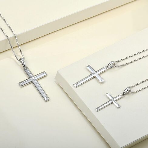 YL Cross Necklace for Women Sterling Silver Plain Cross Pendant Necklace Jewelry Gifts for Men in Saudi Arabia