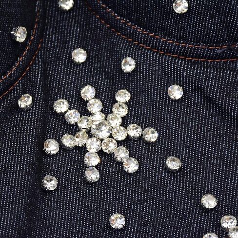 ELLACCI المرأة حجر الراين الزهور الدنيم بوستير المحاصيل الأعلى نادي حزب مشد أعلى أسود متوسط in Kuwait