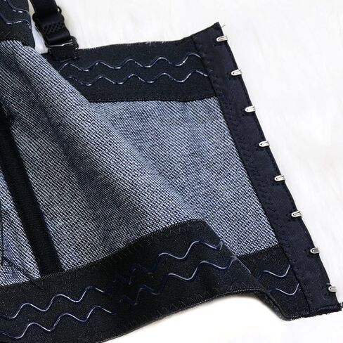 ELLACCI المرأة حجر الراين الزهور الدنيم بوستير المحاصيل الأعلى نادي حزب مشد أعلى أسود متوسط in Kuwait