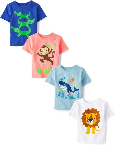 The Children's Place Toddler Boys Short Sleeve Multi Color Graphic T-Shirt, 4 Pack in Kuwait
