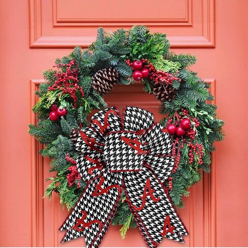 1 Roll 10 Yards Alabama Wired Edge Ribbon Black White Houndstooth Crimson Red A Football Team Ribbon for Sports Party Bow Wreath Gift Wrapping in Saudi Arabia